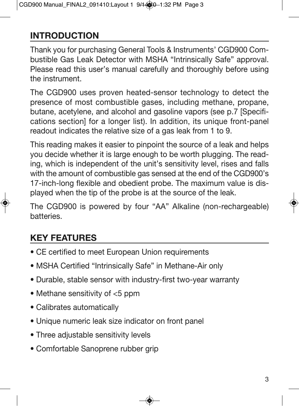 General Tools and Instruments CGD900 User Manual | Page 3 / 12
