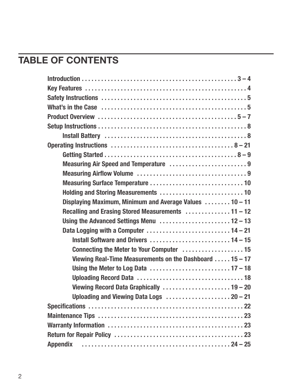 General Tools and Instruments CIH20DL User Manual | Page 2 / 28