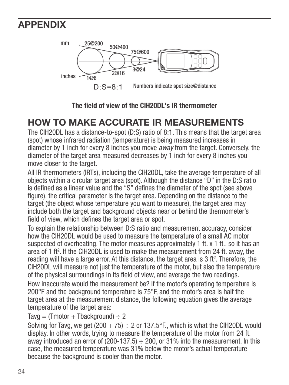 Appendix, How to make accurate ir measurements | General Tools and Instruments CIH20DL User Manual | Page 24 / 28
