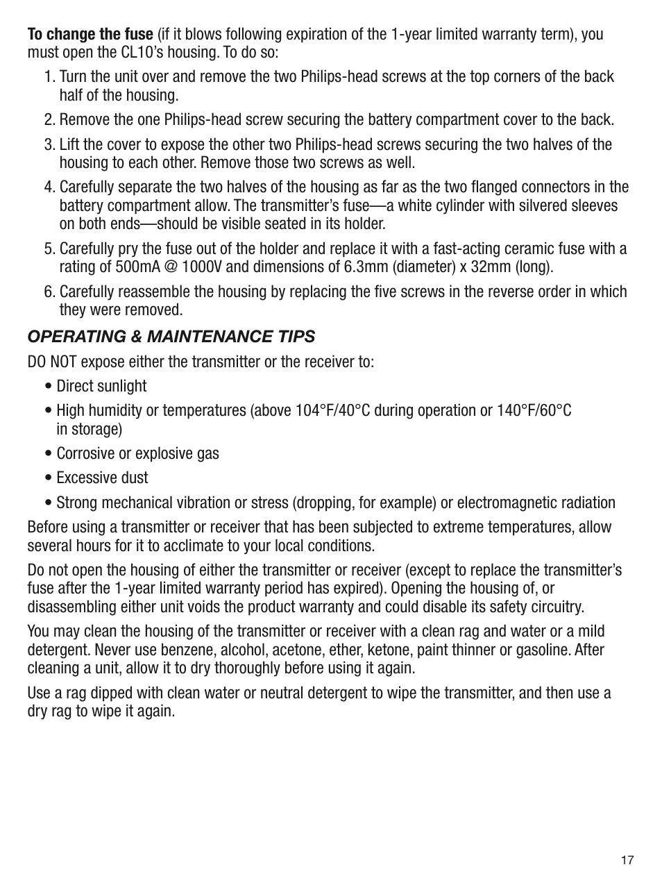 General Tools and Instruments CL10 User Manual | Page 17 / 20