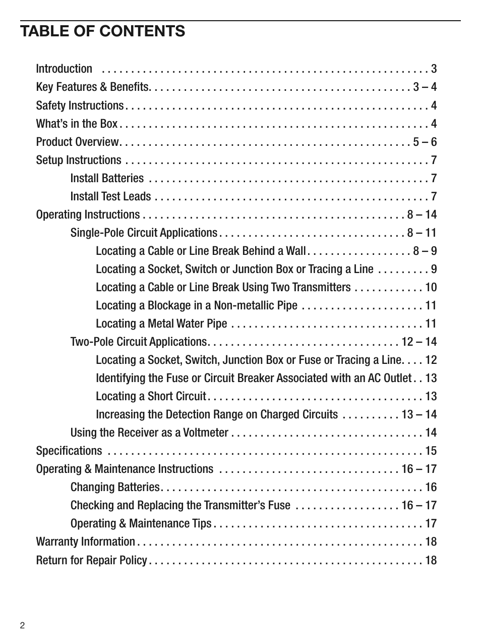 General Tools and Instruments CL10 User Manual | Page 2 / 20