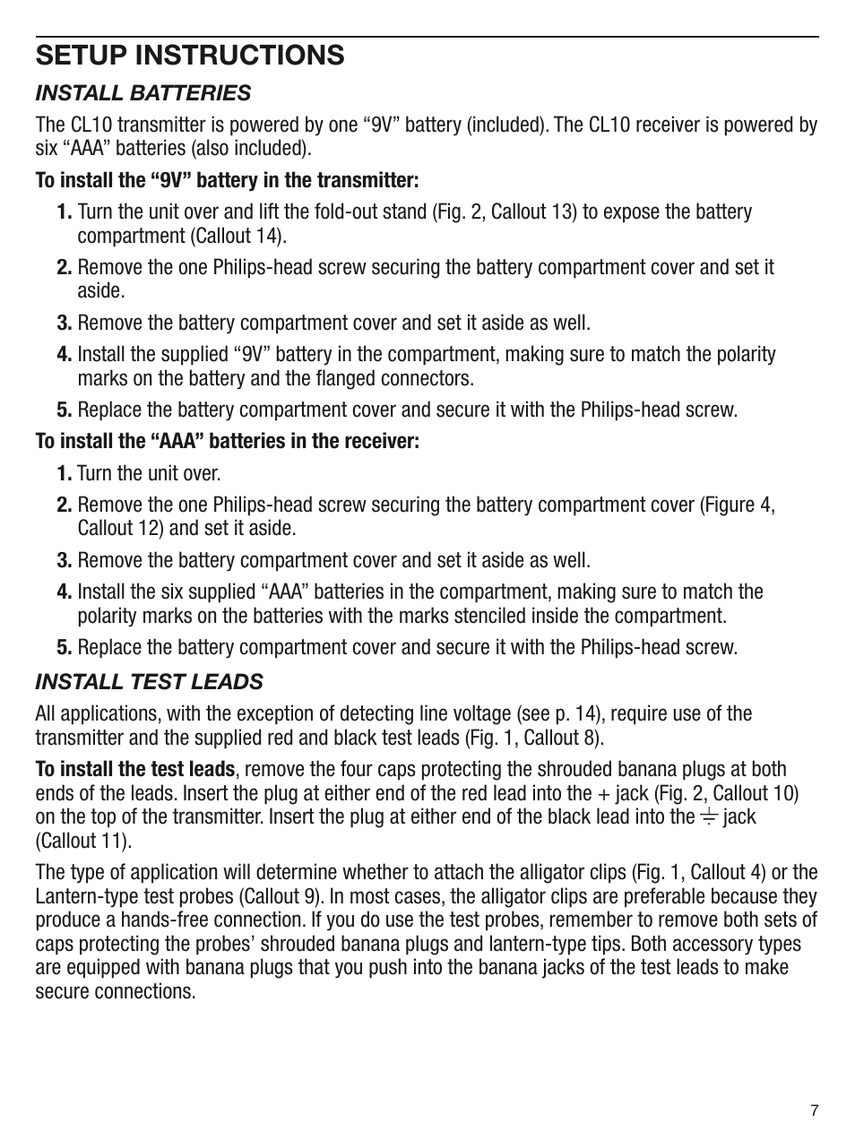 Setup instructions | General Tools and Instruments CL10 User Manual | Page 7 / 20