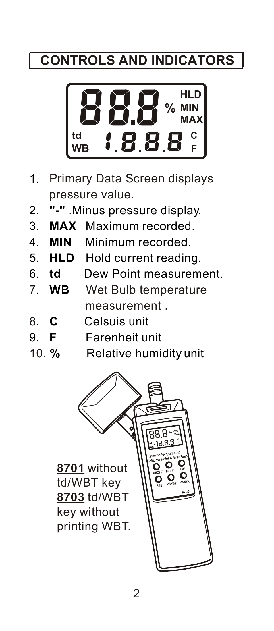 Controls and indicators | General Tools and Instruments CMM880 User Manual | Page 3 / 11