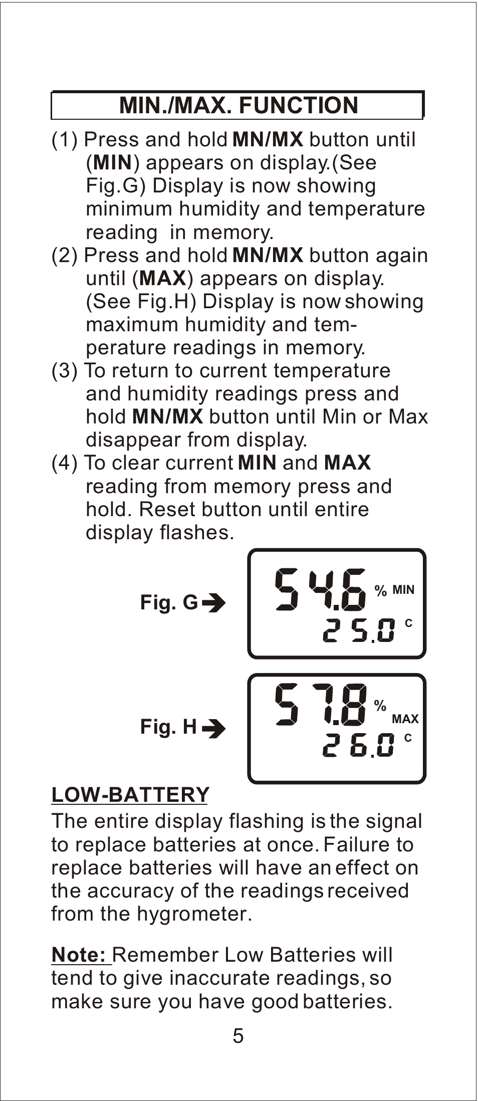 Min./max. function, Fig. h | General Tools and Instruments CMM880 User Manual | Page 6 / 11