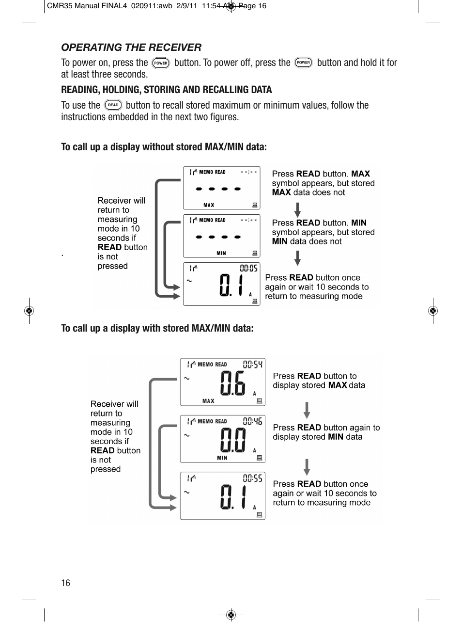General Tools and Instruments CMR35 User Manual | Page 16 / 36
