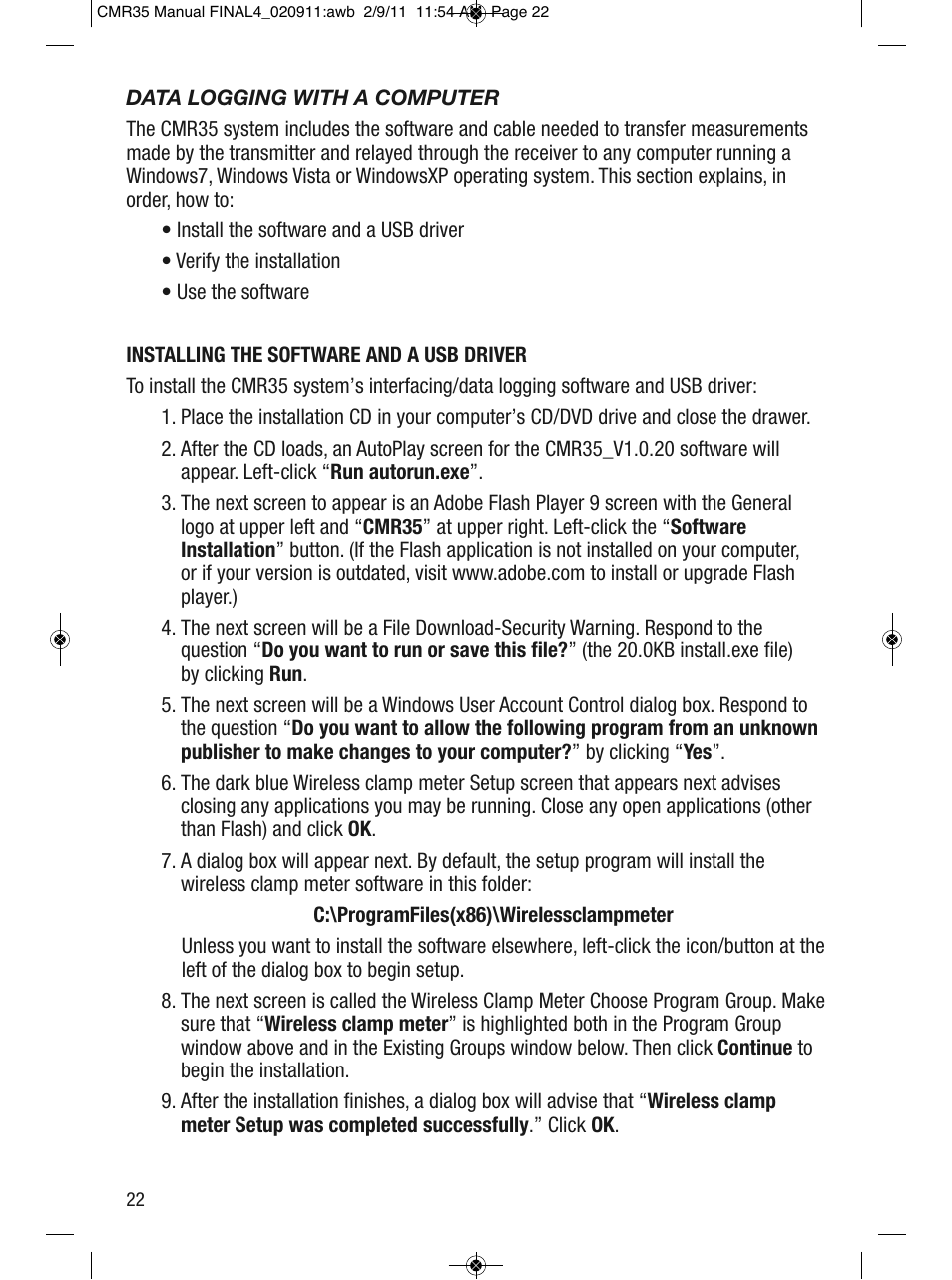 General Tools and Instruments CMR35 User Manual | Page 22 / 36