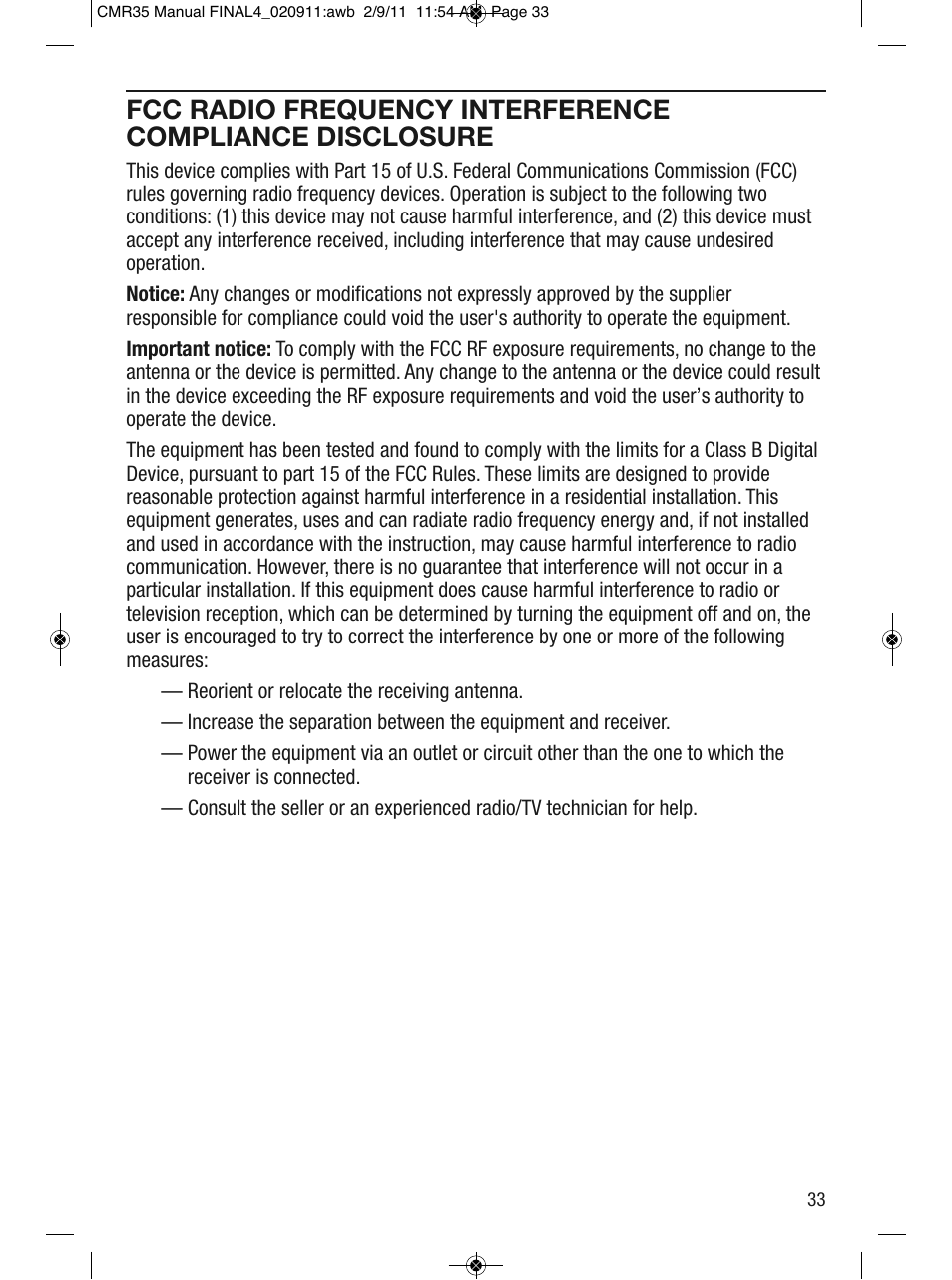 General Tools and Instruments CMR35 User Manual | Page 33 / 36
