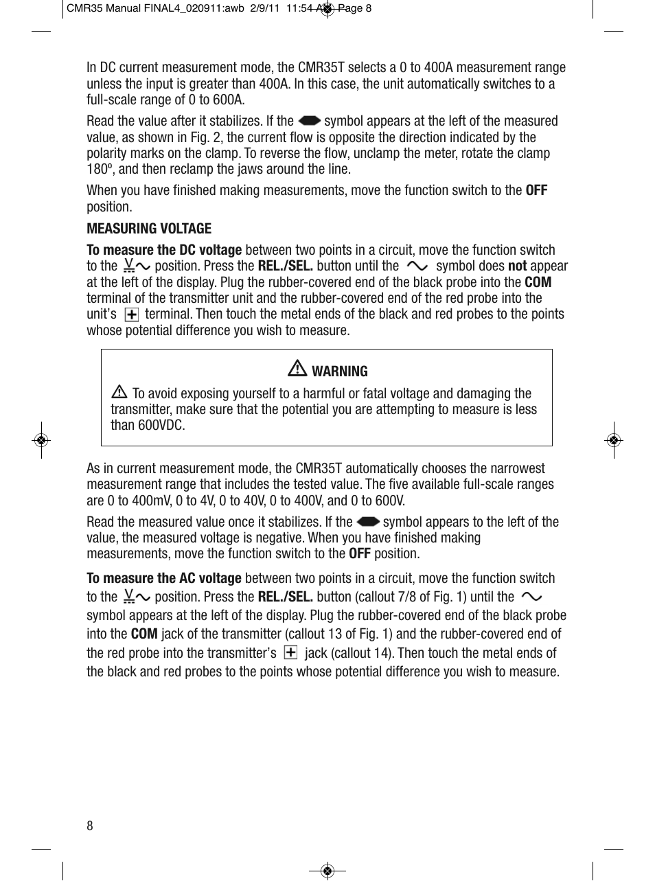 General Tools and Instruments CMR35 User Manual | Page 8 / 36