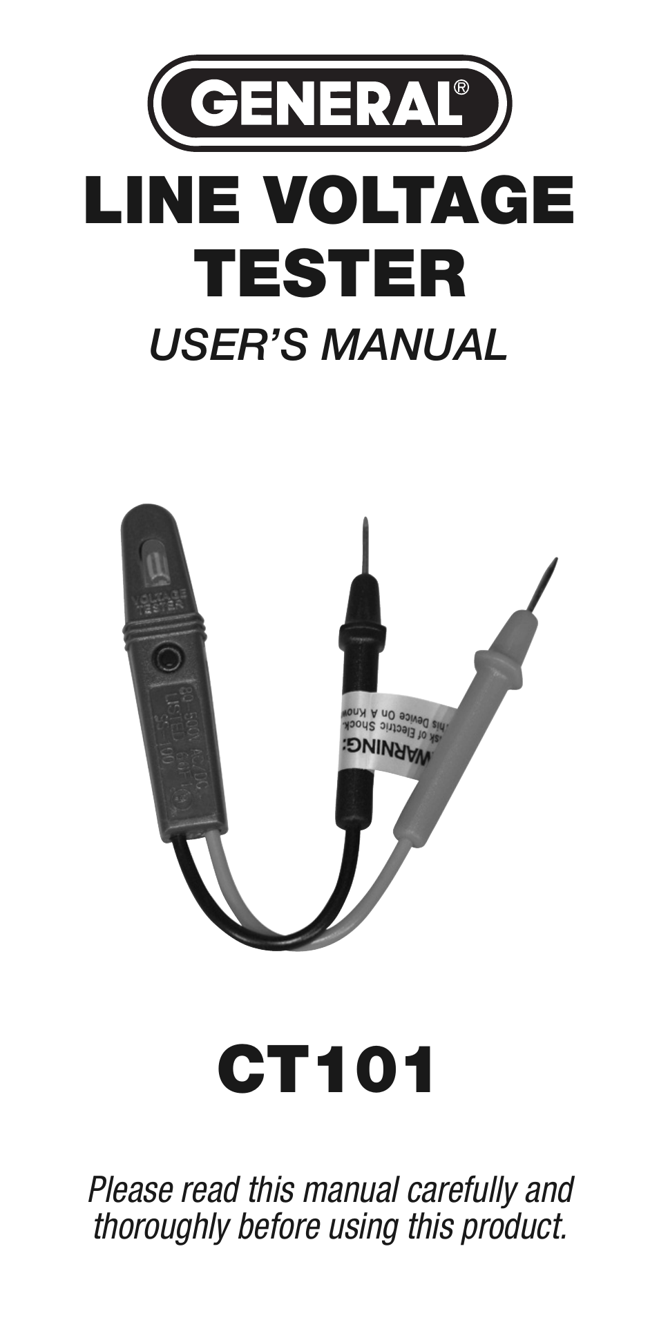 General Tools and Instruments CT101 User Manual | 8 pages