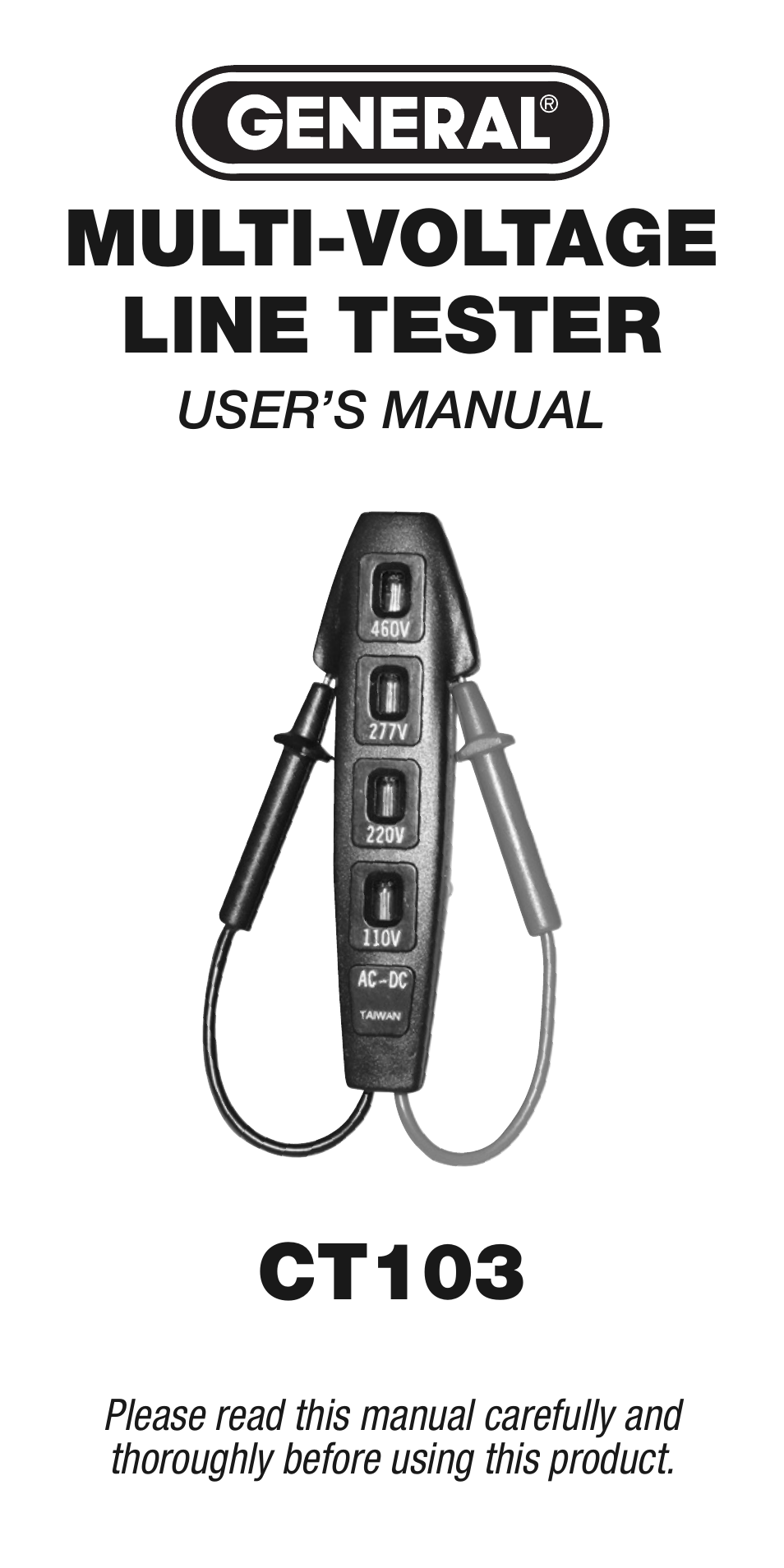 General Tools and Instruments CT103 User Manual | 8 pages