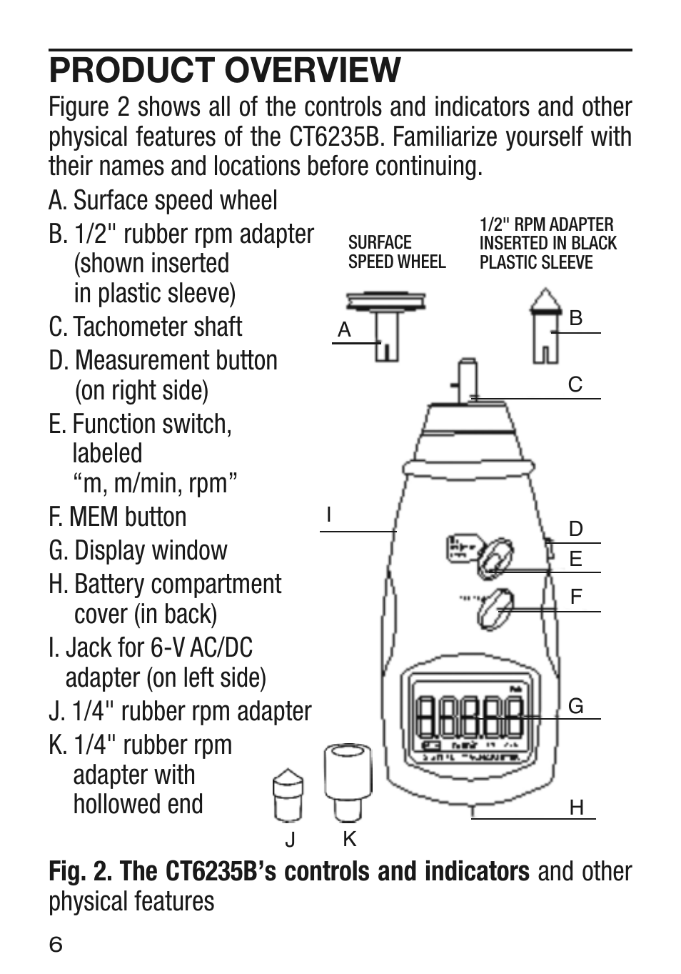 Product overview | General Tools and Instruments CT6235B User Manual | Page 6 / 16