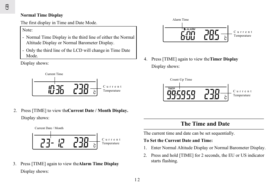 The time and date | General Tools and Instruments DA833 User Manual | Page 12 / 16
