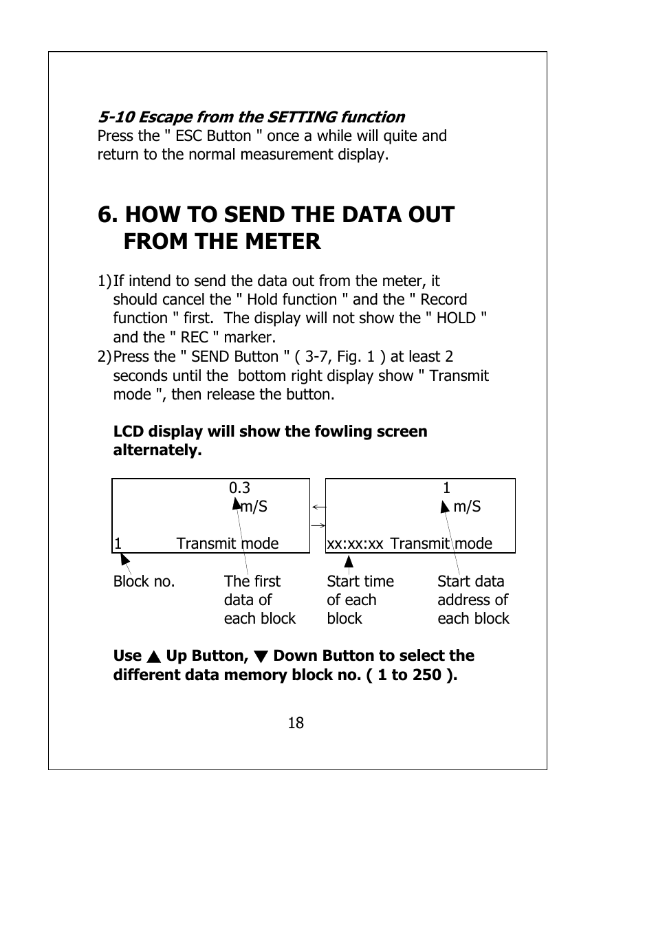 How to send the data out from the meter | General Tools and Instruments DAF2005MDL User Manual | Page 20 / 27