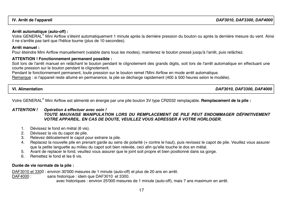 General Tools and Instruments DAF4000 User Manual | Page 17 / 40