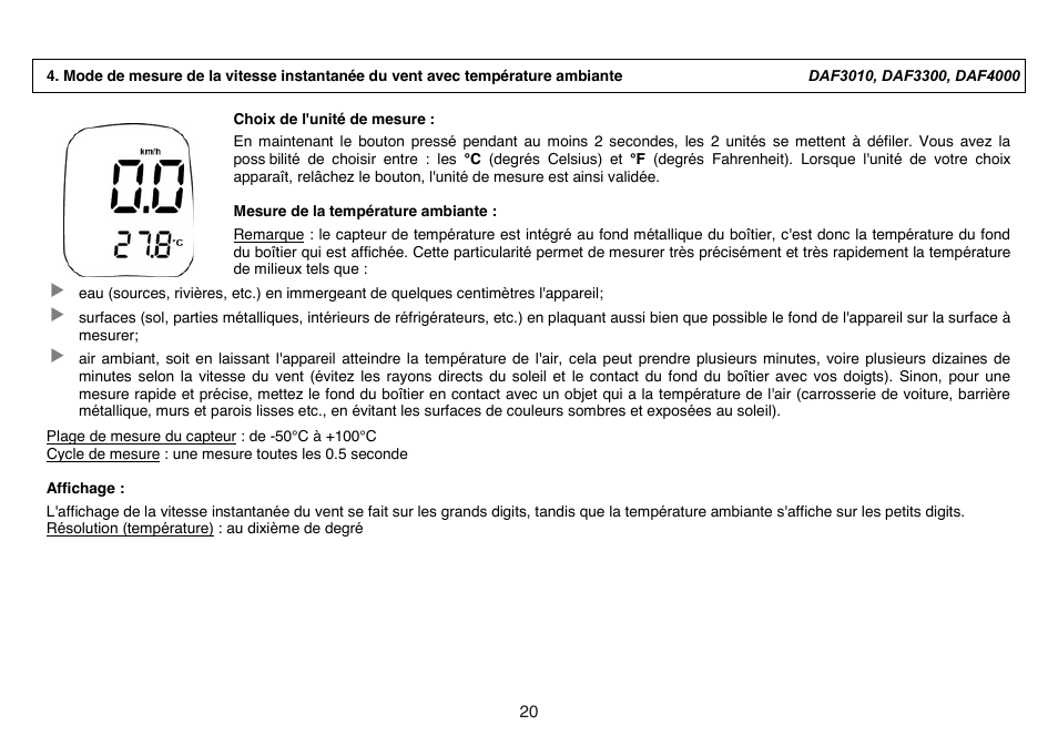 General Tools and Instruments DAF4000 User Manual | Page 20 / 40