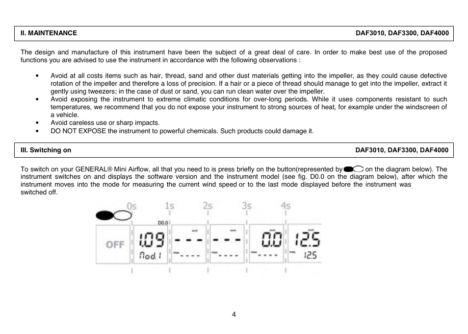 General Tools and Instruments DAF4000 User Manual | Page 4 / 40