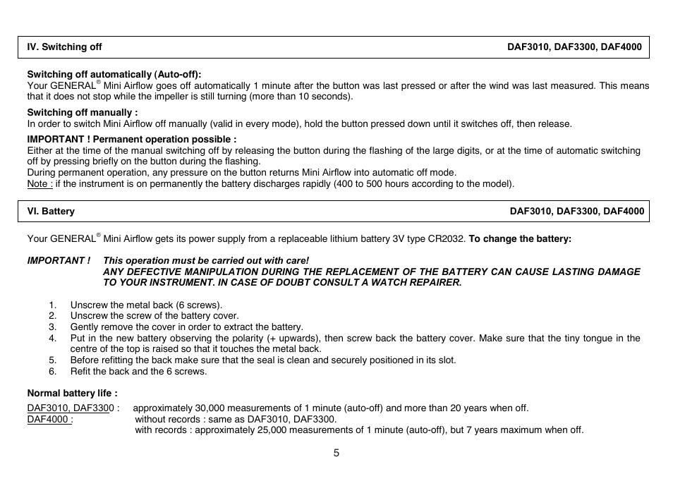 General Tools and Instruments DAF4000 User Manual | Page 5 / 40