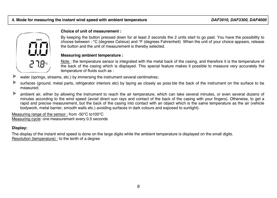 General Tools and Instruments DAF4000 User Manual | Page 8 / 40