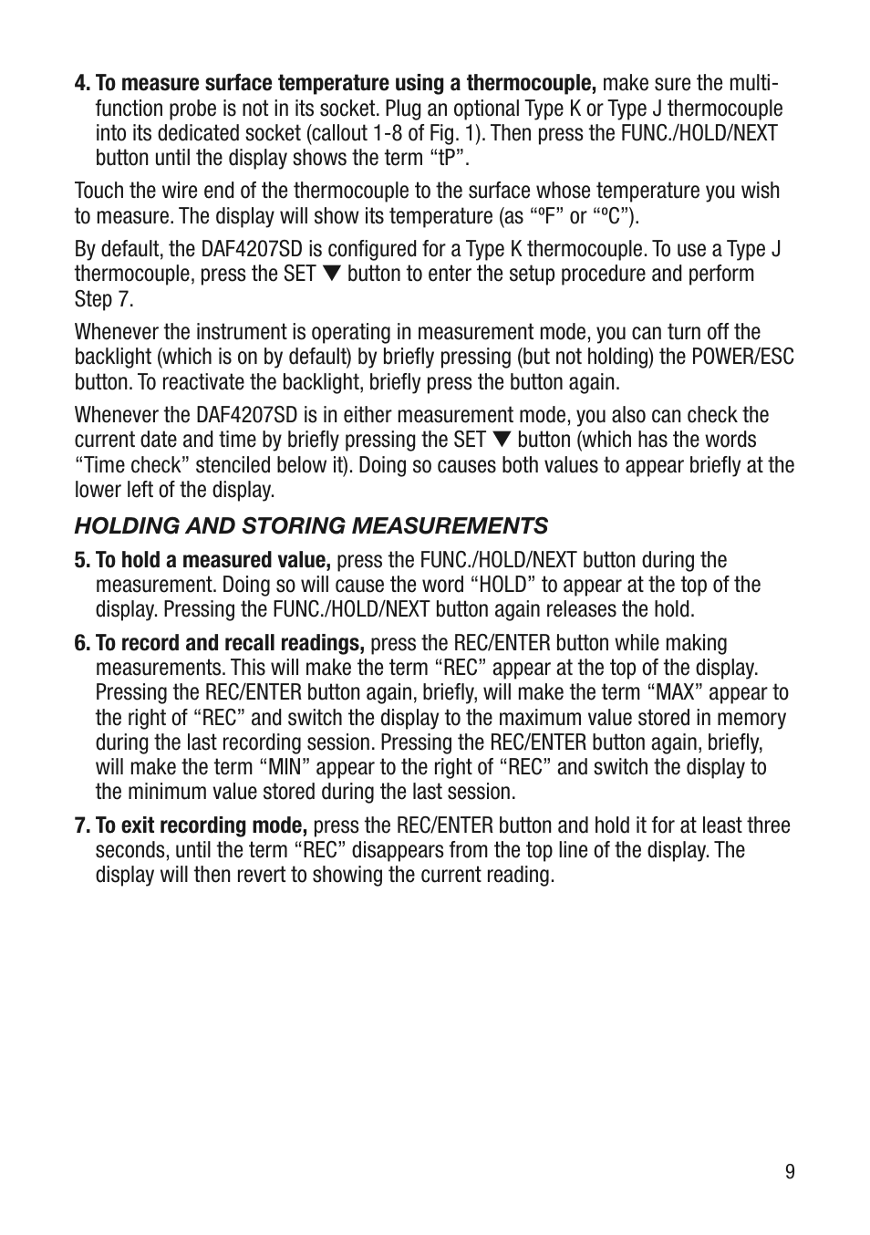 General Tools and Instruments DAF4207SD User Manual | Page 9 / 16