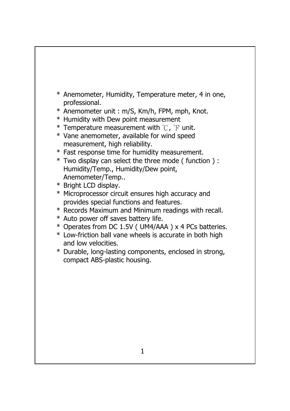 Features | General Tools and Instruments DAF4223 User Manual | Page 3 / 13