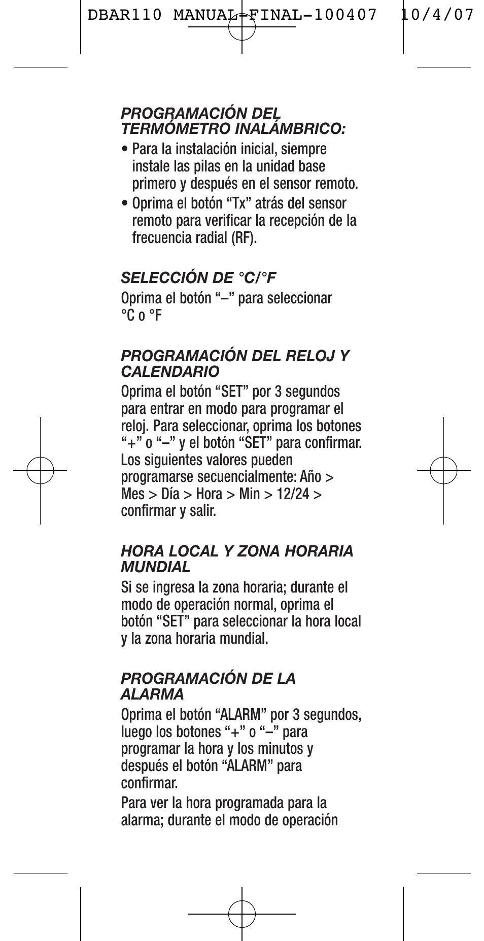 General Tools and Instruments DBAR110 User Manual | Page 13 / 16