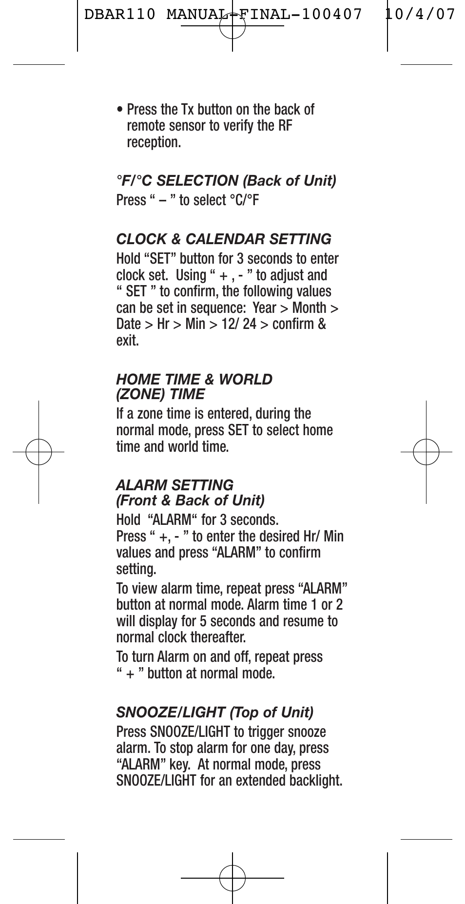 General Tools and Instruments DBAR110 User Manual | Page 3 / 16