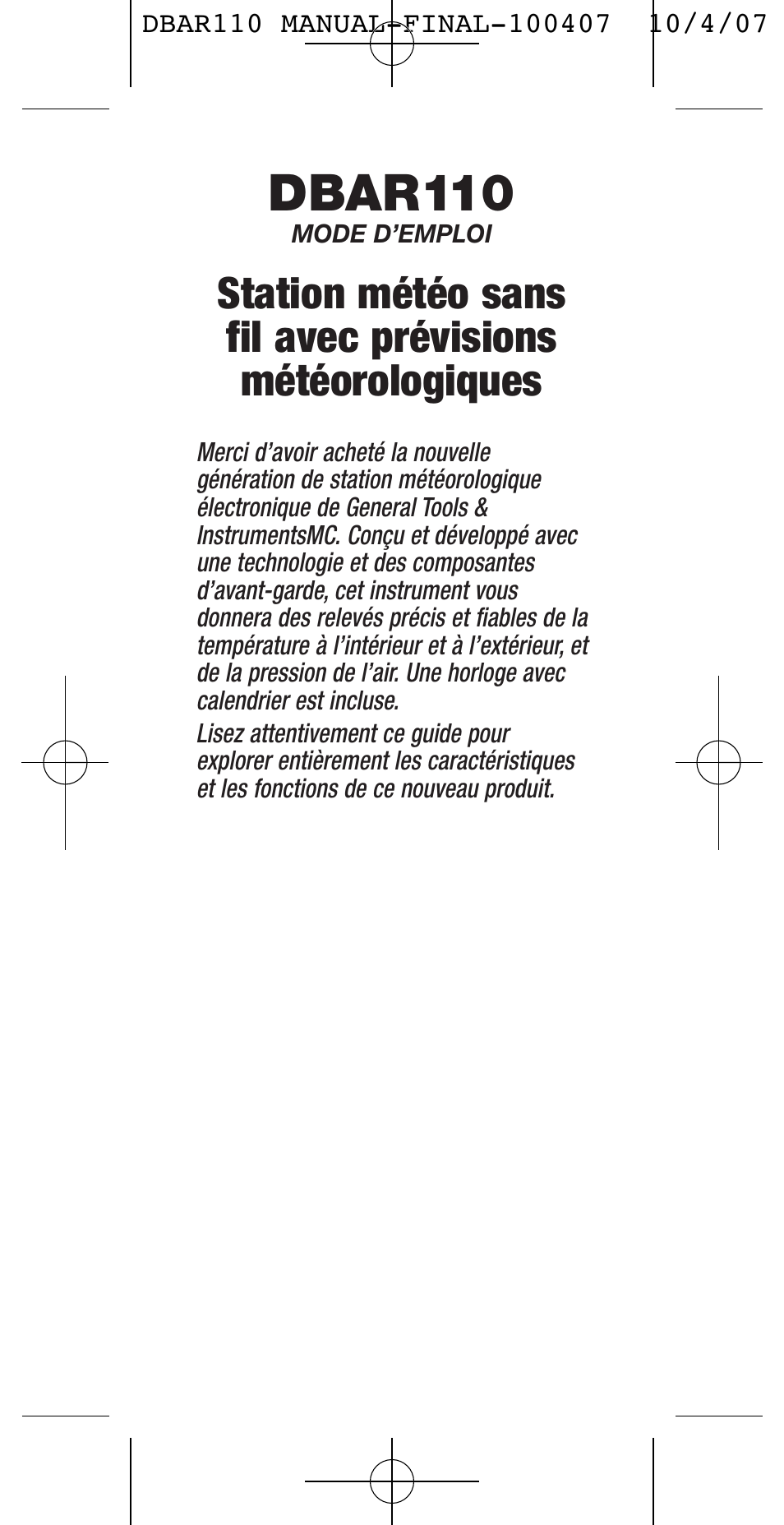 Dbar110 | General Tools and Instruments DBAR110 User Manual | Page 6 / 16