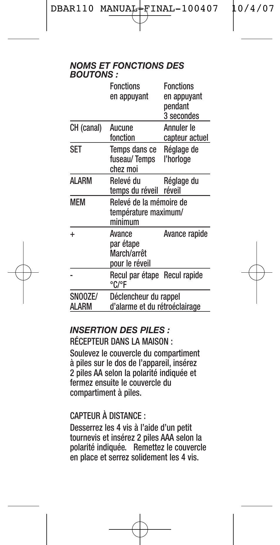 General Tools and Instruments DBAR110 User Manual | Page 7 / 16