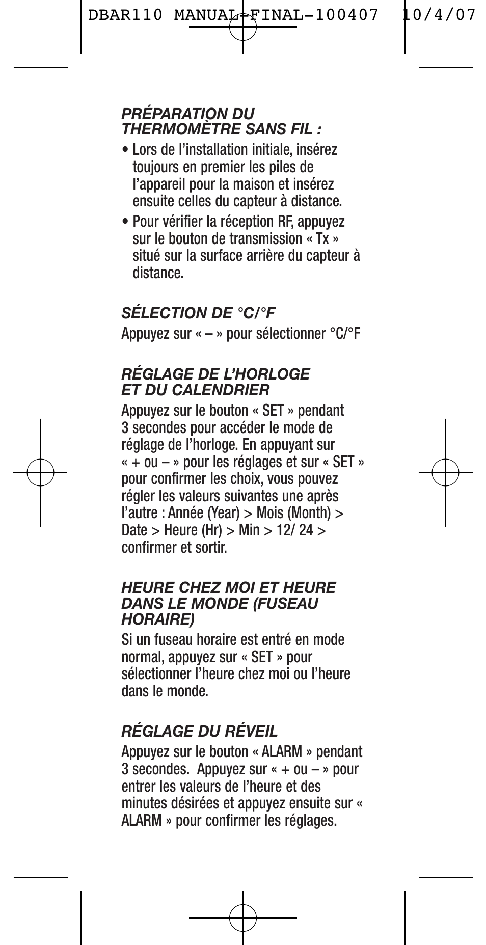 General Tools and Instruments DBAR110 User Manual | Page 8 / 16