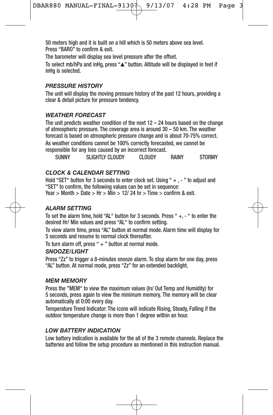 General Tools and Instruments DBAR880 User Manual | Page 3 / 12