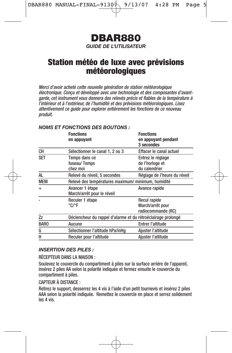 Dbar880 | General Tools and Instruments DBAR880 User Manual | Page 5 / 12