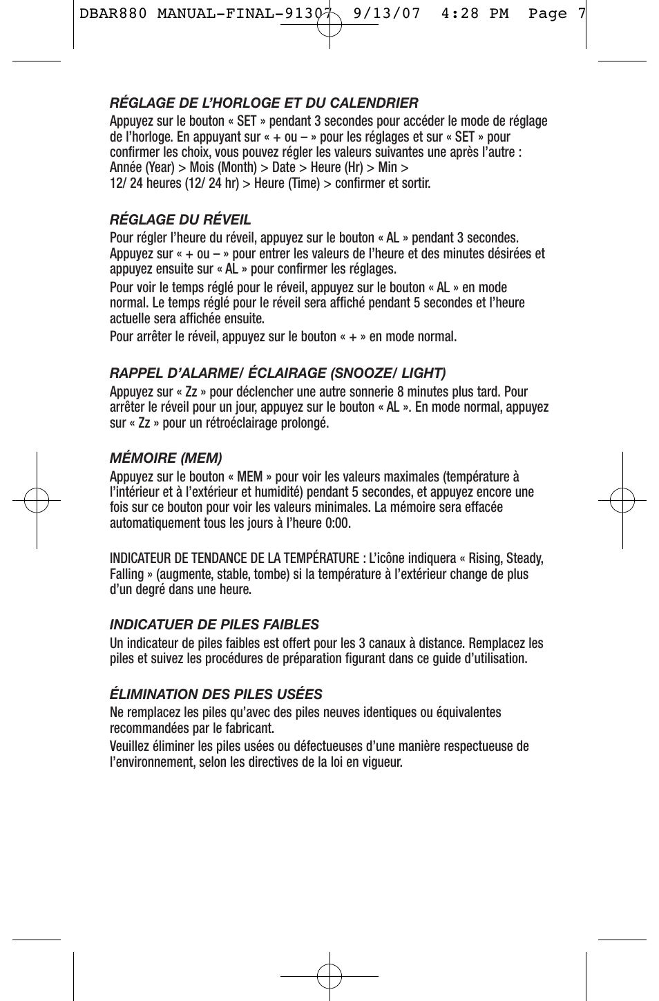 General Tools and Instruments DBAR880 User Manual | Page 7 / 12