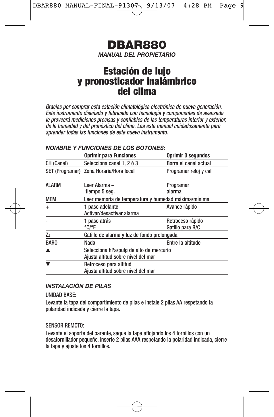 Dbar880 | General Tools and Instruments DBAR880 User Manual | Page 9 / 12