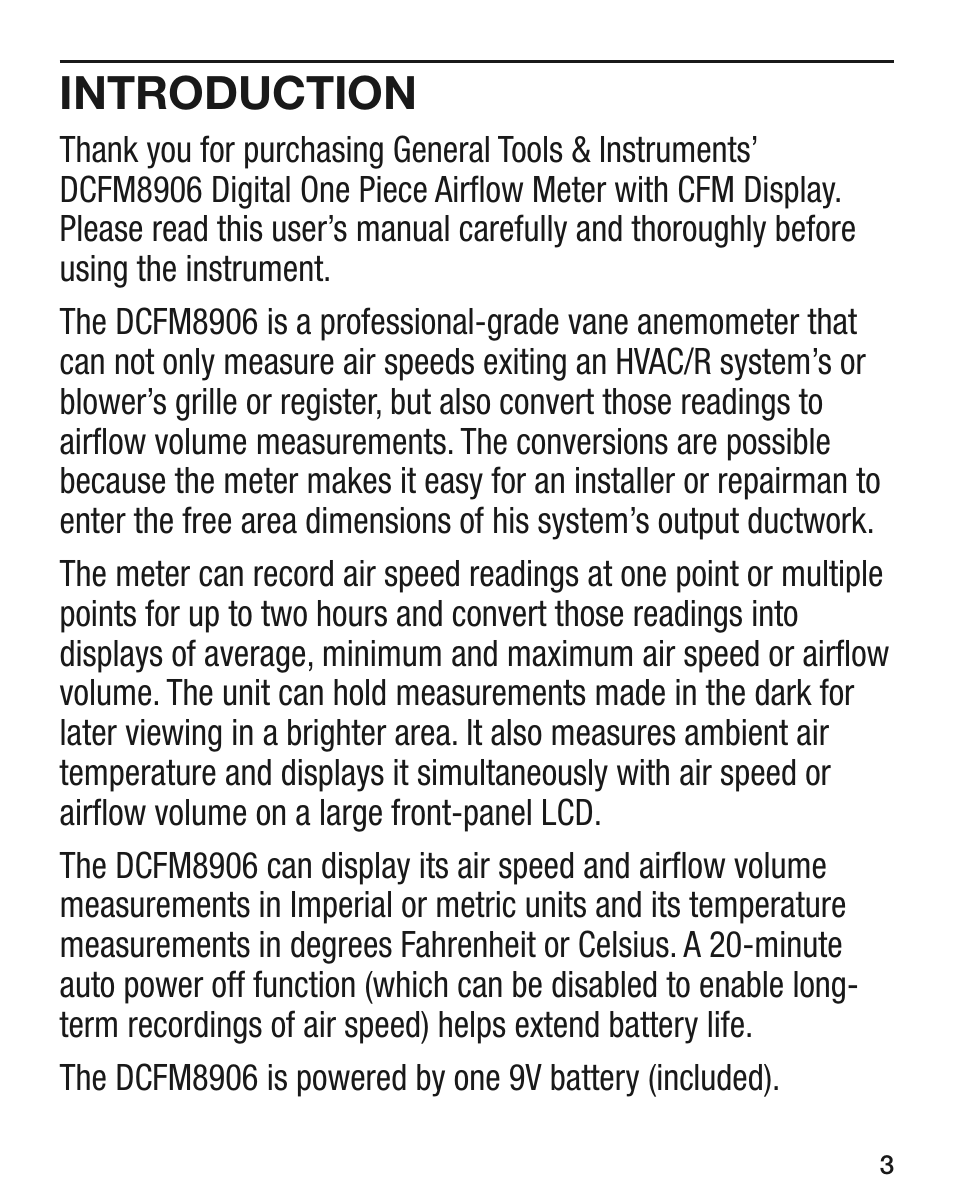 Introduction | General Tools and Instruments DCFM8906 v.1 User Manual | Page 3 / 28