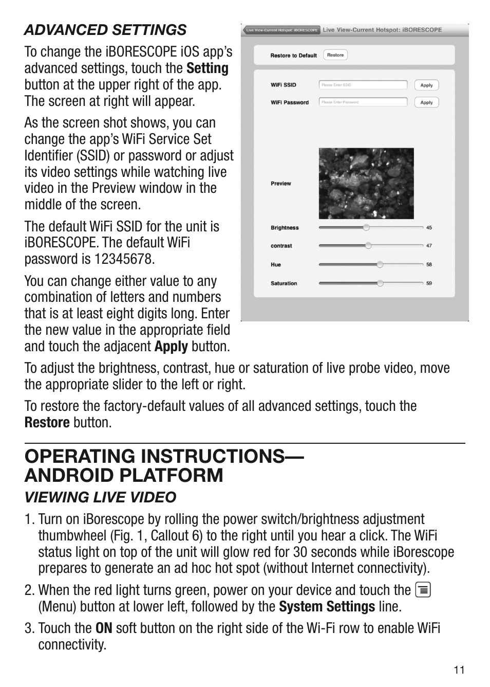 Operating instructions— android platform | General Tools and Instruments DCiS1 v.1 User Manual | Page 11 / 20