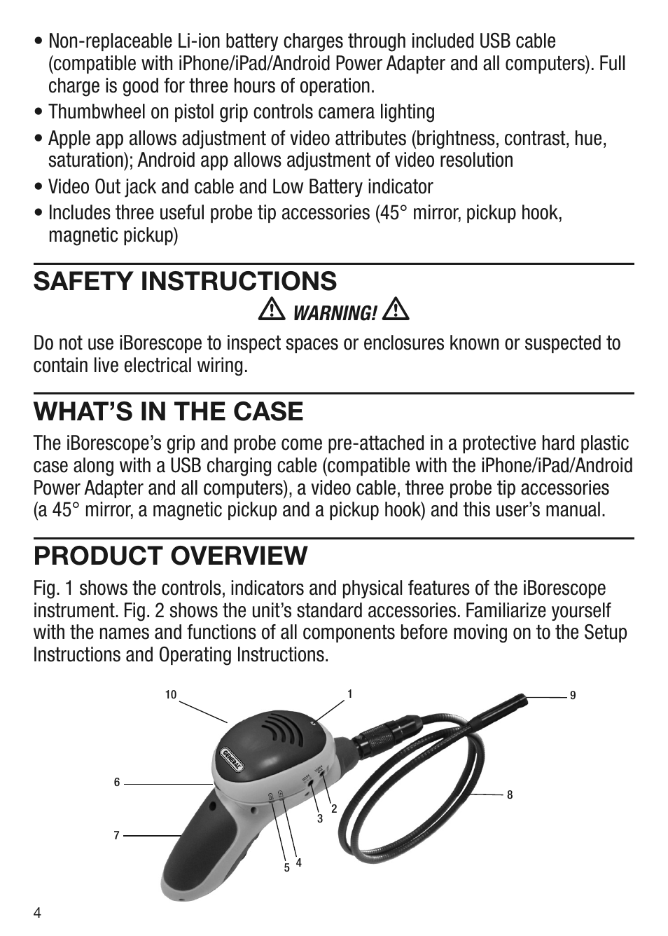 Safety instructions, What’s in the case, Product overview | General Tools and Instruments DCiS1 v.1 User Manual | Page 4 / 20