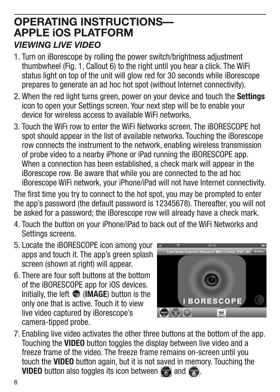 Operating instructions— apple ios platform | General Tools and Instruments DCiS1 v.1 User Manual | Page 8 / 20