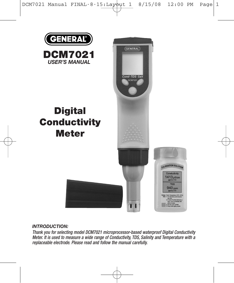 General Tools and Instruments DCM7021 User Manual | 8 pages