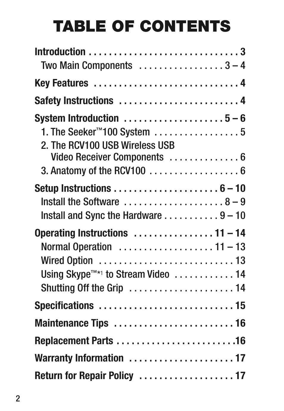 General Tools and Instruments DCS100 User Manual | Page 2 / 20