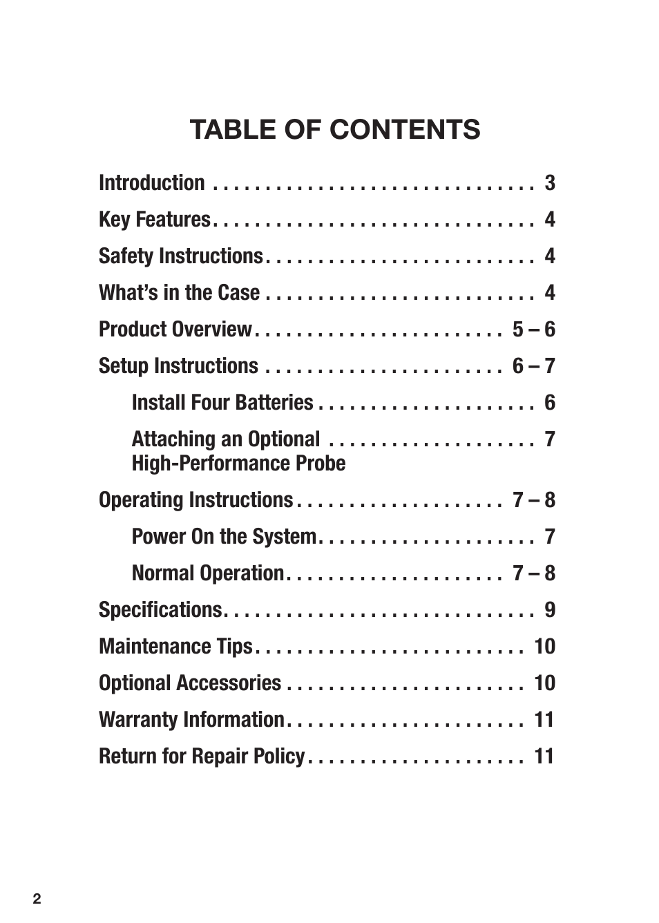 General Tools and Instruments DCS1100 User Manual | Page 2 / 12