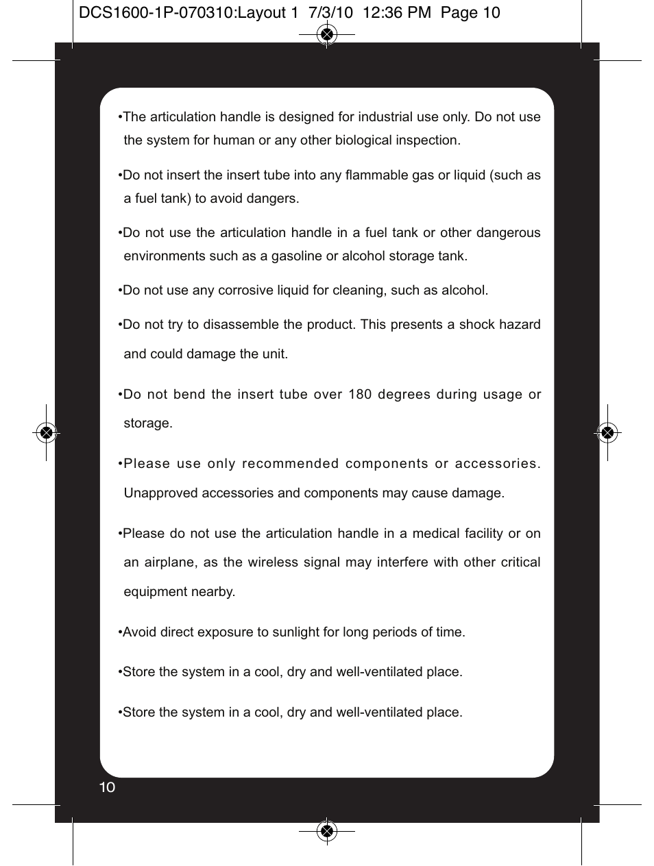 General Tools and Instruments DCS1600ART User Manual | Page 10 / 12
