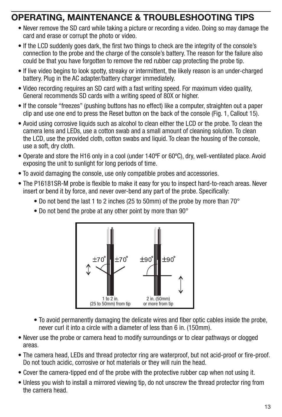 Operating, maintenance & troubleshooting tips | General Tools and Instruments DCS1600 User Manual | Page 13 / 16