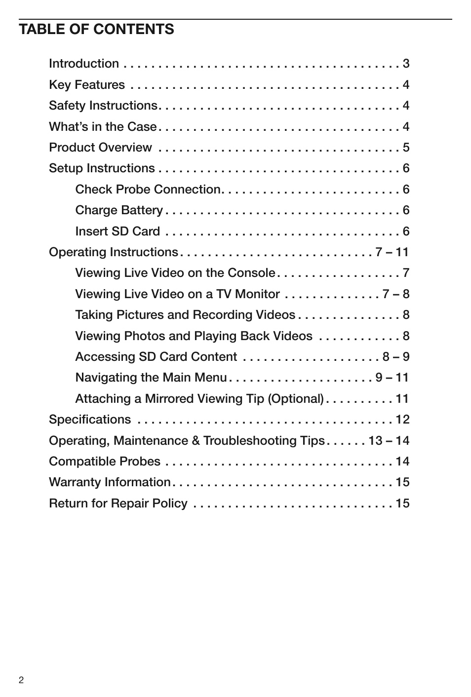 General Tools and Instruments DCS1600 User Manual | Page 2 / 16