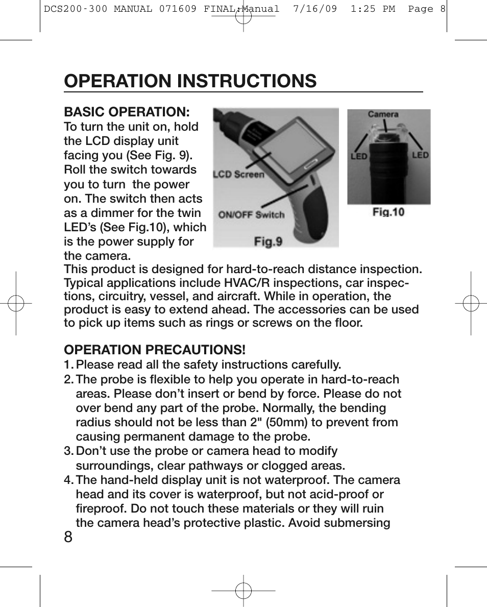 Operation instructions | General Tools and Instruments DCS300 User Manual | Page 8 / 16