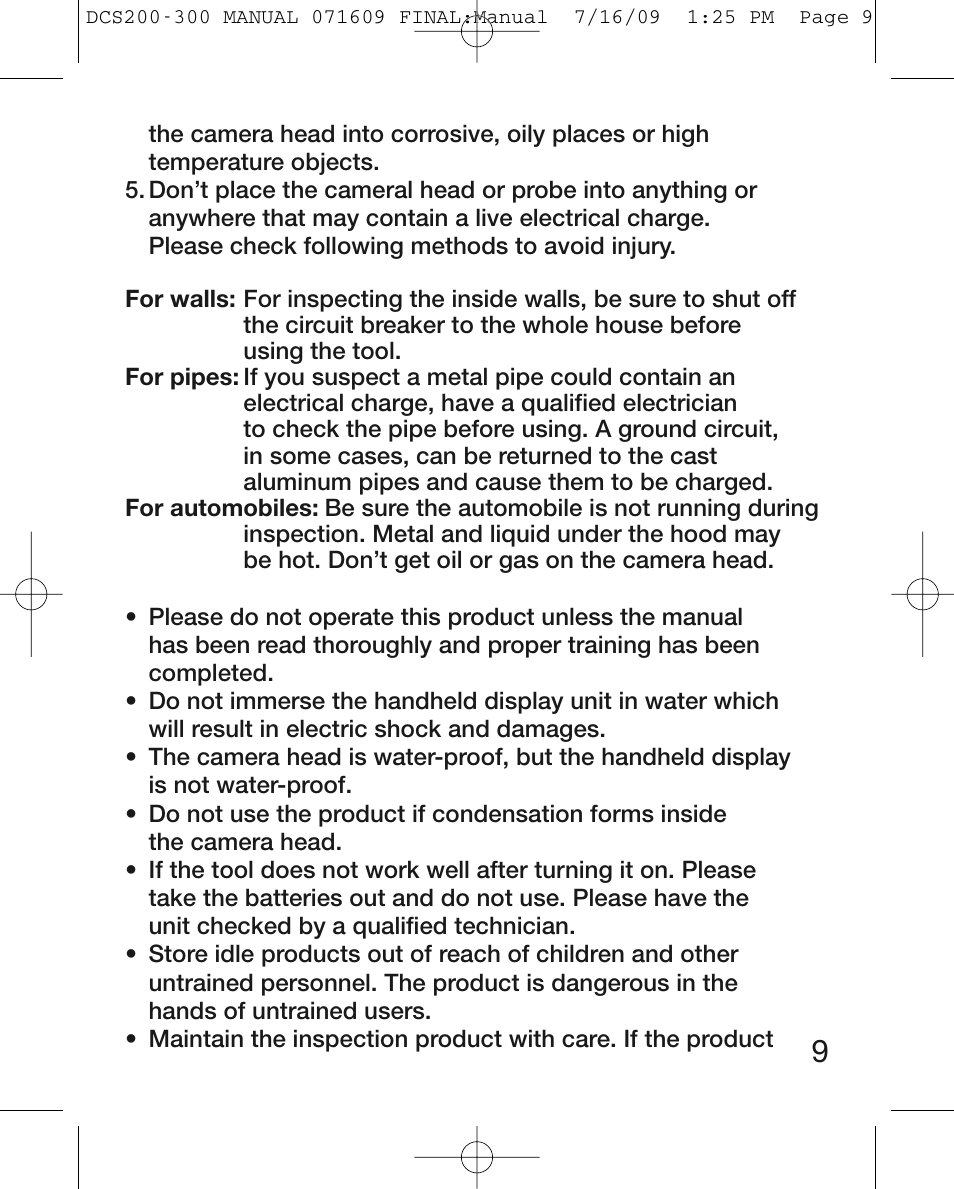 General Tools and Instruments DCS300 User Manual | Page 9 / 16