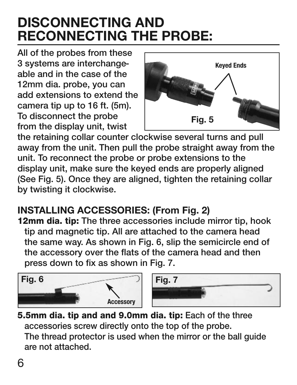 Disconnecting and reconnecting the probe | General Tools and Instruments DCS300/DCS300-09/DCS355 User Manual | Page 6 / 12
