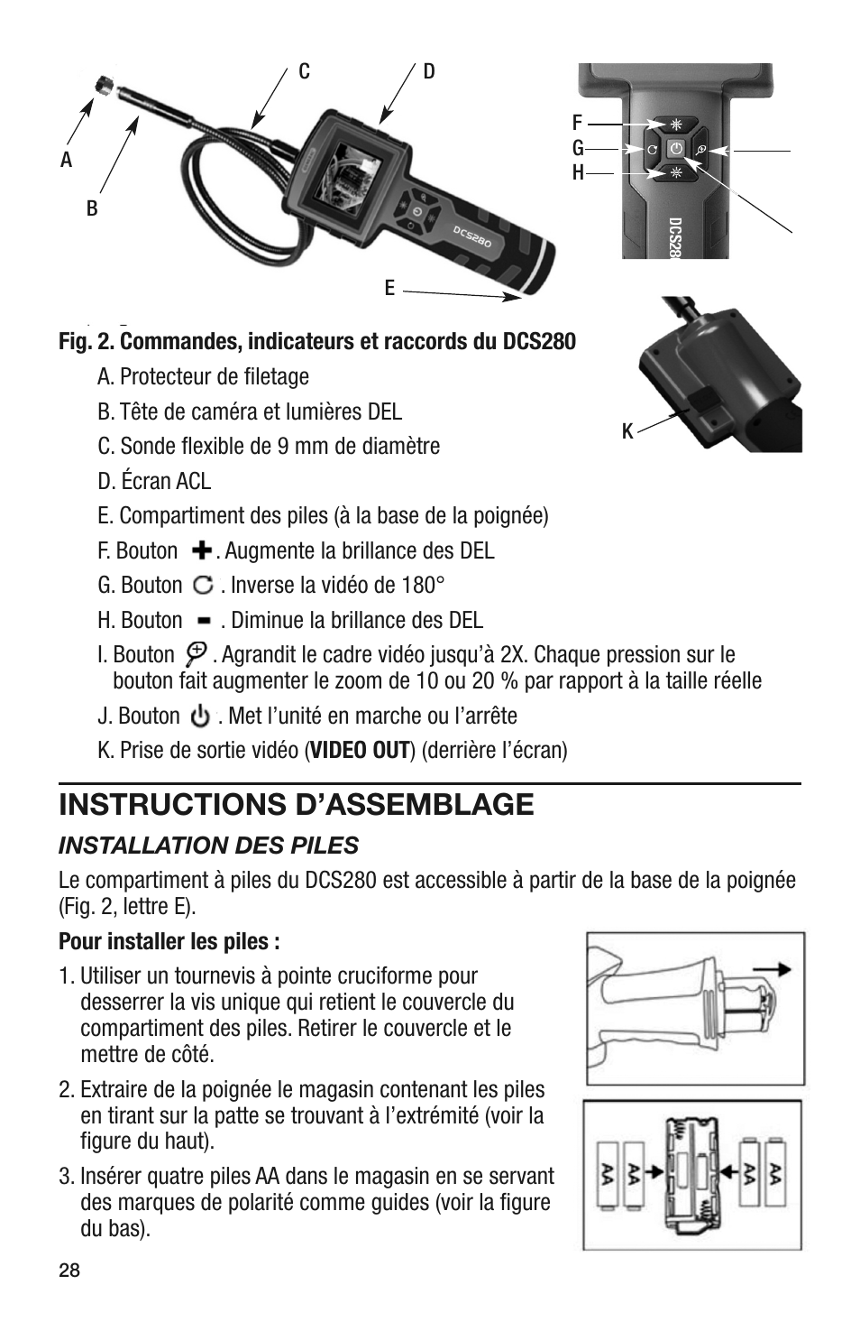 Instructions d’assemblage | General Tools and Instruments DCS280 User Manual | Page 28 / 36