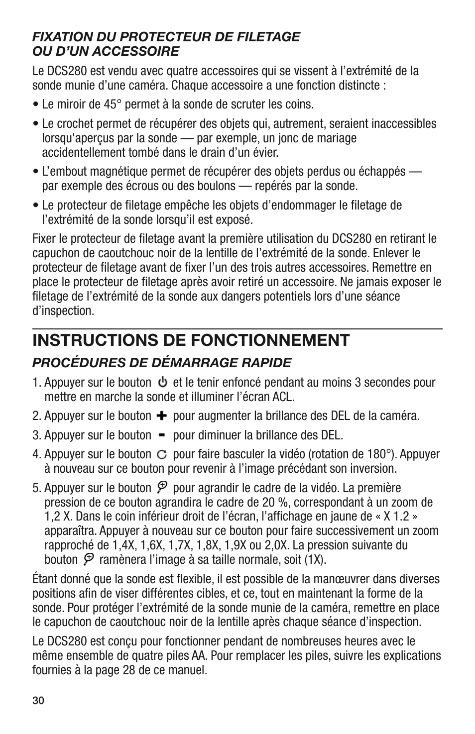 Instructions de fonctionnement | General Tools and Instruments DCS280 User Manual | Page 30 / 36