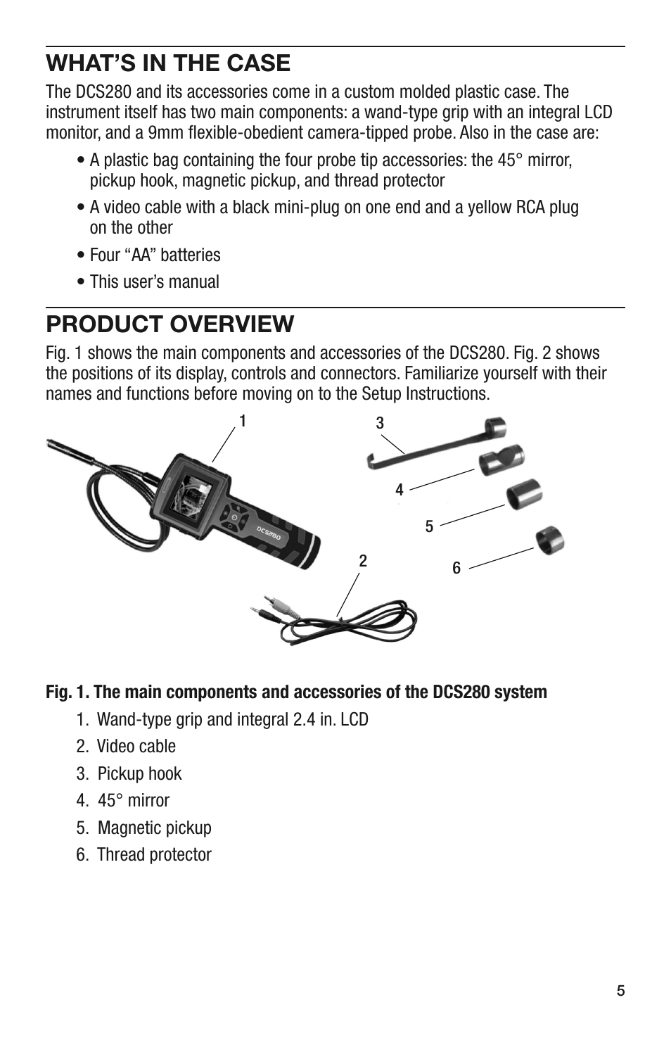 What’s in the case, Product overview | General Tools and Instruments DCS280 User Manual | Page 5 / 36