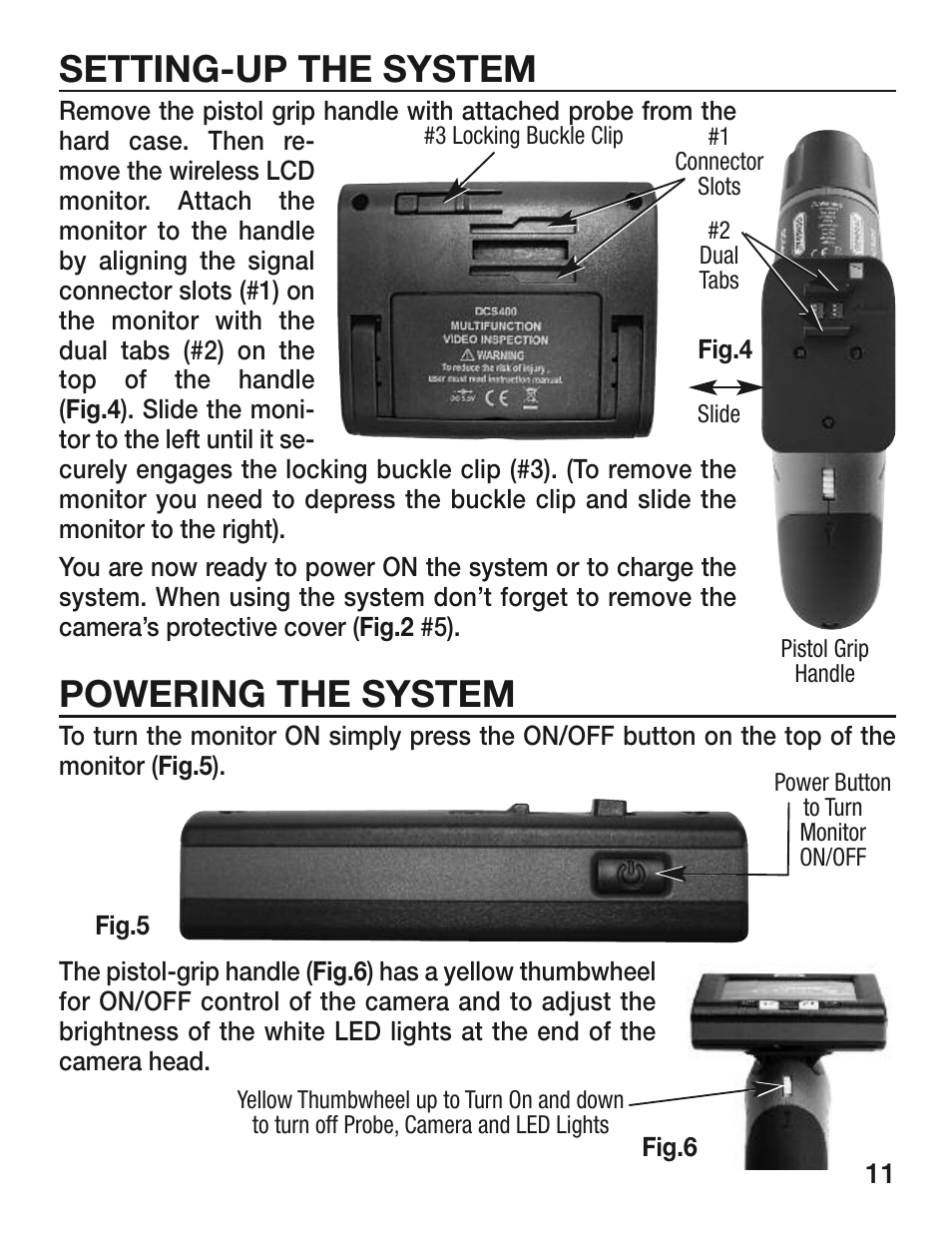 Setting-up the system, Powering the system | General Tools and Instruments DCS400/DCS400-05/DCS400-09 v.1 User Manual | Page 11 / 24